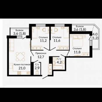 Продается Многокомнатная квартира, 86,6 м²
