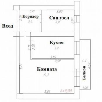 Продается 1-комнатная квартира, 35,3 м²