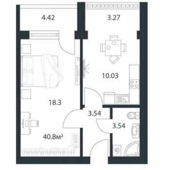 Продается 1-комнатная квартира, 39,6 м²