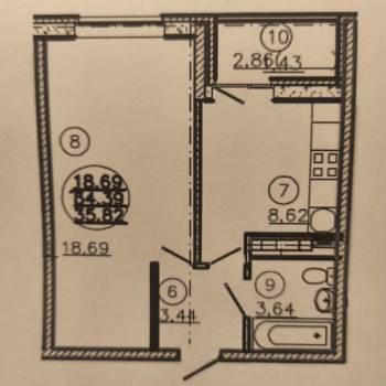 Продается 1-комнатная квартира, 35,8 м²