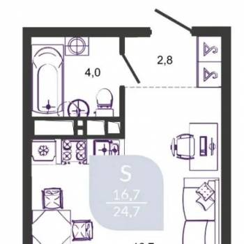Продается 1-комнатная квартира, 27,5 м²
