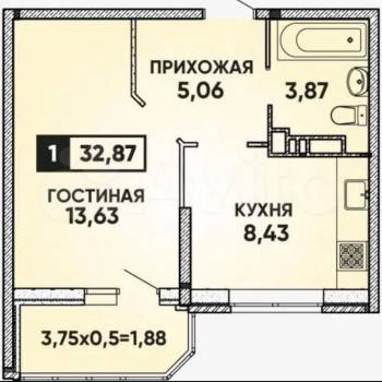 Продается Многокомнатная квартира, 33 м²