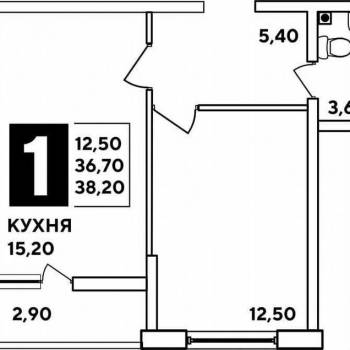 Продается 1-комнатная квартира, 36,5 м²