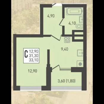 Продается 1-комнатная квартира, 32 м²