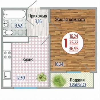 Продается 1-комнатная квартира, 37 м²