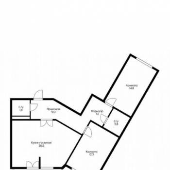 Продается 3-х комнатная квартира, 75,8 м²