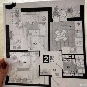 Продается 2-х комнатная квартира, 50 м²