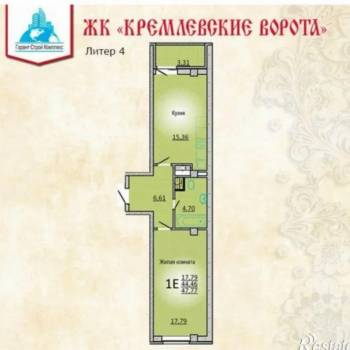 Продается 1-комнатная квартира, 47 м²