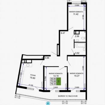 Продается 3-х комнатная квартира, 75,2 м²