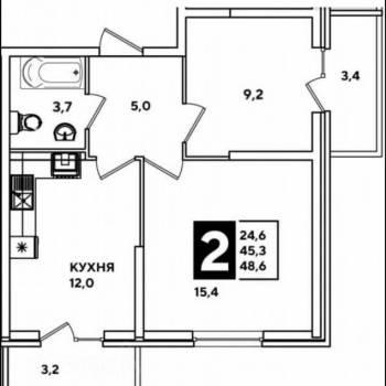 Продается 2-х комнатная квартира, 49 м²