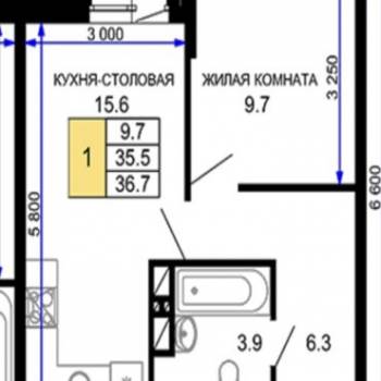 Продается 1-комнатная квартира, 36,7 м²