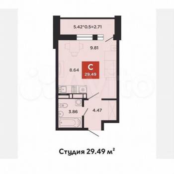 Продается 1-комнатная квартира, 29,5 м²