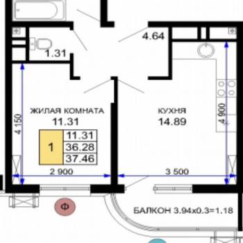 Сдается 1-комнатная квартира, 36,1 м²