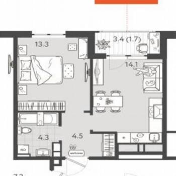 Сдается 1-комнатная квартира, 36,4 м²