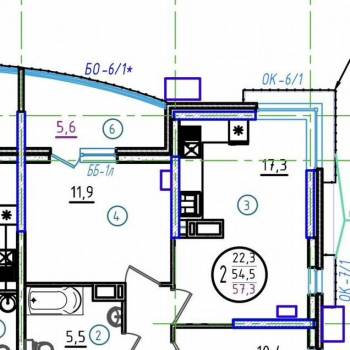 Продается 2-х комнатная квартира, 57,3 м²