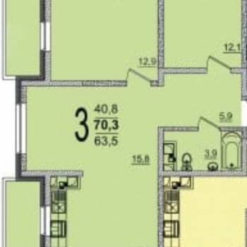 Продается 2-х комнатная квартира, 63,5 м²