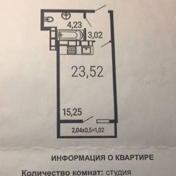 Продается 1-комнатная квартира, 22,3 м²