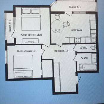 Продается 2-х комнатная квартира, 65,5 м²