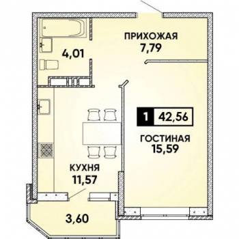 Продается 1-комнатная квартира, 43 м²