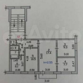 Продается Многокомнатная квартира, 60 м²