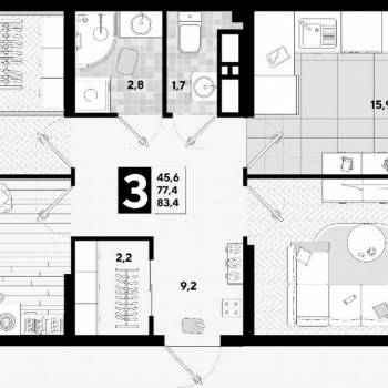 Продается 3-х комнатная квартира, 83,4 м²