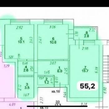 Продается 2-х комнатная квартира, 52,2 м²
