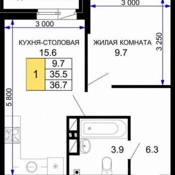Продается 1-комнатная квартира, 36,7 м²