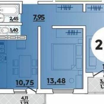Продается 2-х комнатная квартира, 56,1 м²