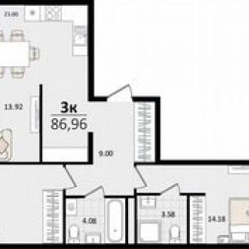 Продается 2-х комнатная квартира, 61 м²