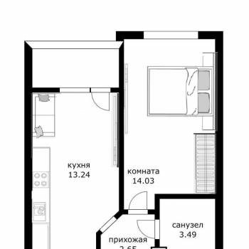 Продается 1-комнатная квартира, 33 м²