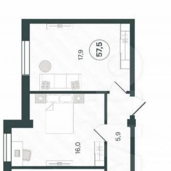 Сдается 2-х комнатная квартира, 57 м²