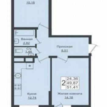 Продается 2-х комнатная квартира, 51 м²