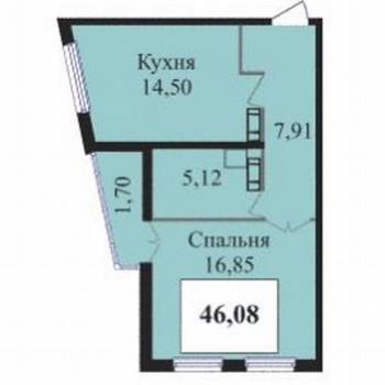Продается 1-комнатная квартира, 46 м²