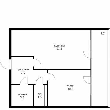 Продается 1-комнатная квартира, 44,4 м²