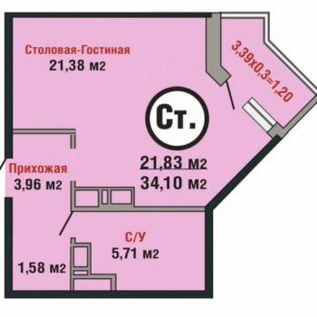 Продается 1-комнатная квартира, 35 м²