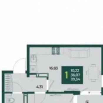 Продается 1-комнатная квартира, 41 м²