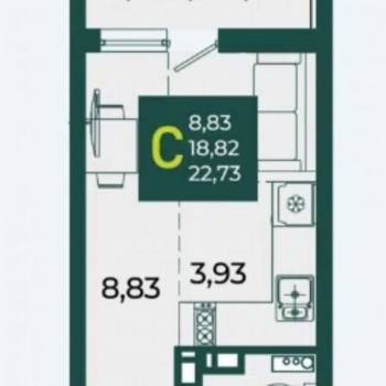 Продается 1-комнатная квартира, 22,6 м²