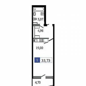 Продается 1-комнатная квартира, 33,7 м²