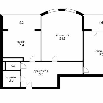 Сдается 2-х комнатная квартира, 76,3 м²