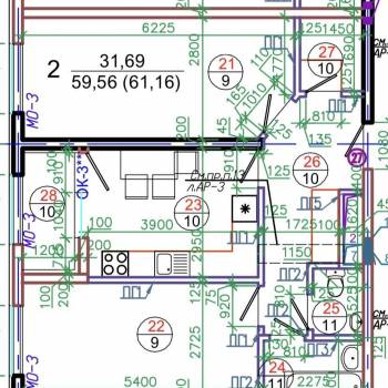 Продается 2-х комнатная квартира, 61,5 м²