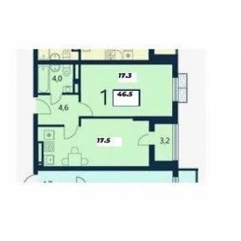 Продается 1-комнатная квартира, 43,5 м²