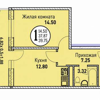 Продается 1-комнатная квартира, 38,2 м²
