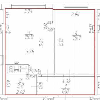 Продается 1-комнатная квартира, 42,9 м²