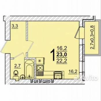 Продается 1-комнатная квартира, 23 м²