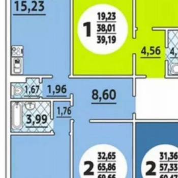 Продается 2-х комнатная квартира, 60,5 м²