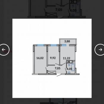 Продается 2-х комнатная квартира, 53 м²