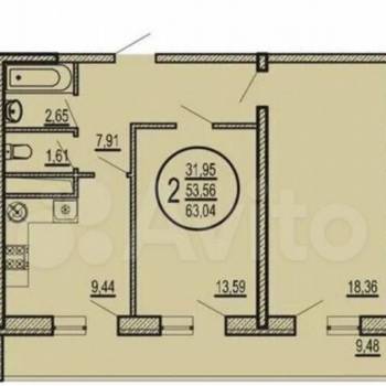 Сдается 2-х комнатная квартира, 60 м²
