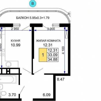 Продается 1-комнатная квартира, 38 м²