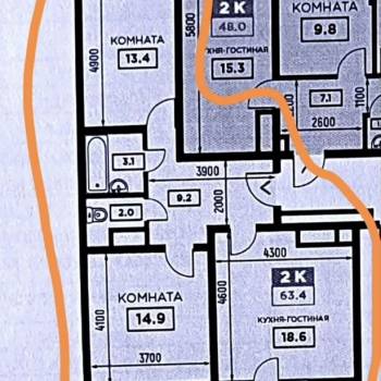 Продается 2-х комнатная квартира, 65 м²