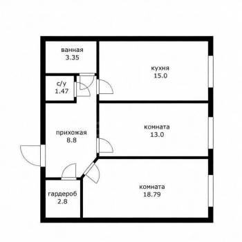 Продается 2-х комнатная квартира, 59,9 м²